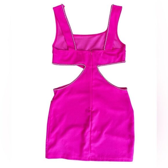 SHEIN BAE Cut Out Rhinestone Trim Split Hem Bodycon Dress Size 2 - Picture 4 of 13